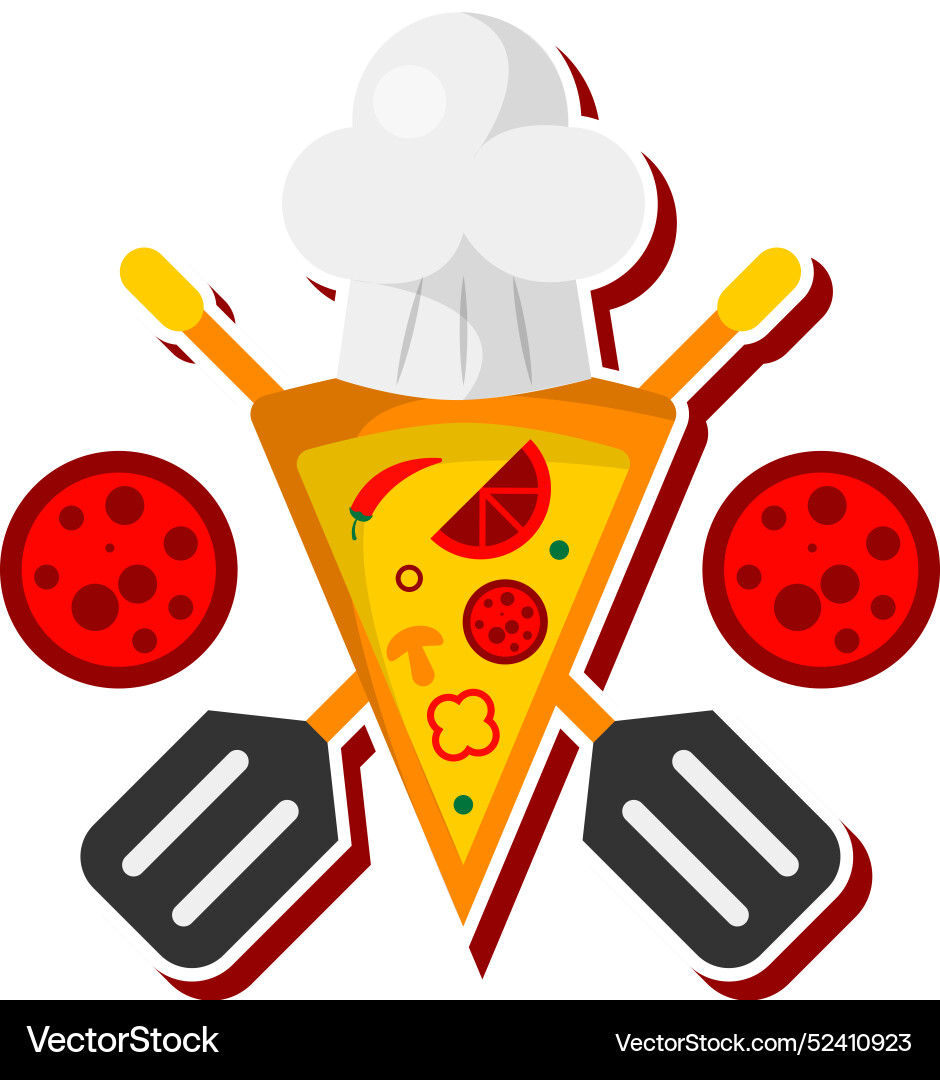 Pizza slice chef hat Royalty Free Vector Image