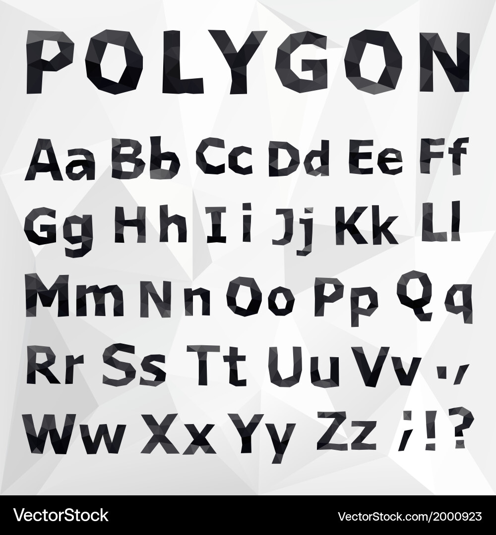 Polygonal Alphabet Font Set vector image