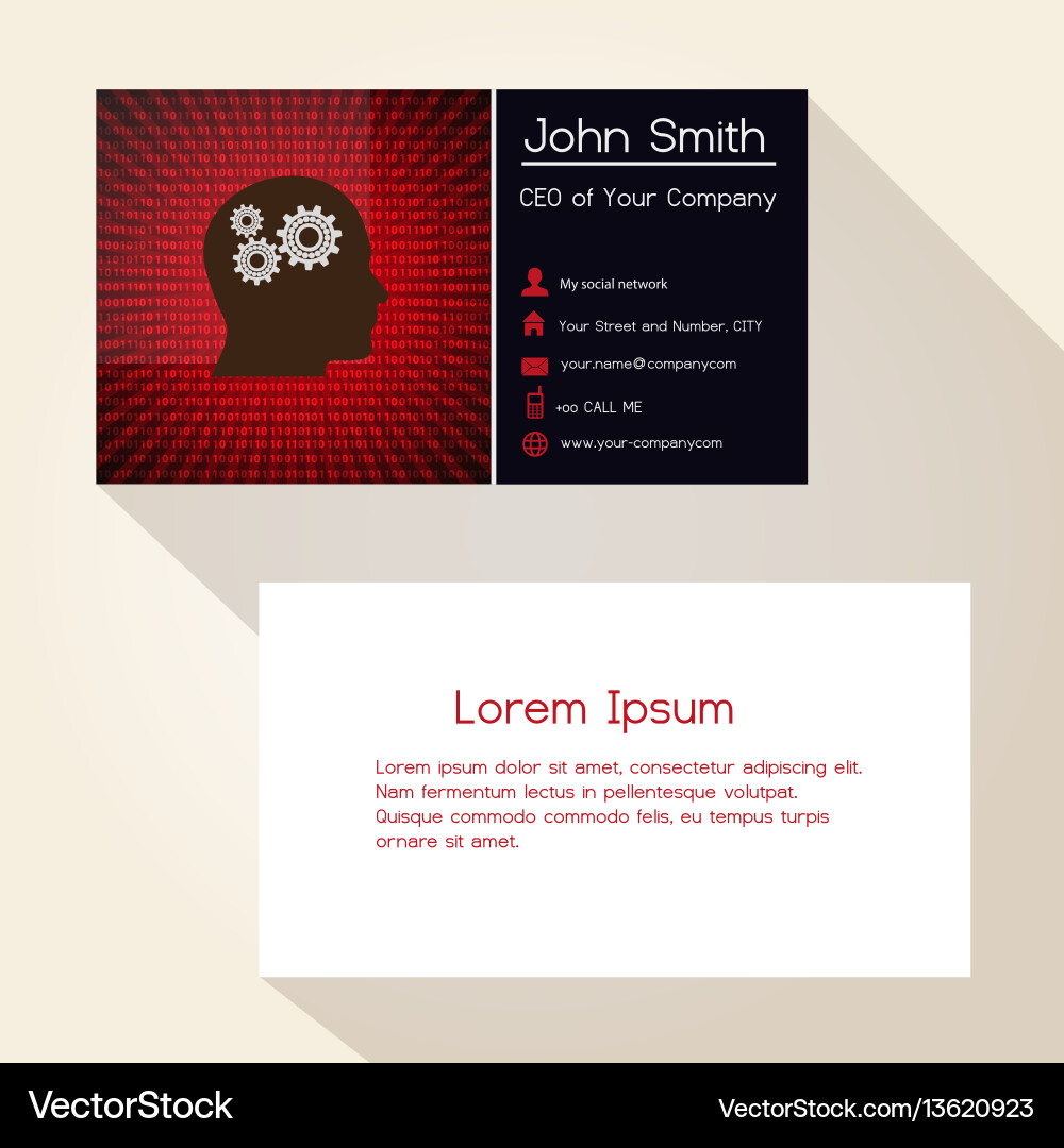 Red binary code digits abstract business card Red binary code digits abstract business card vector image