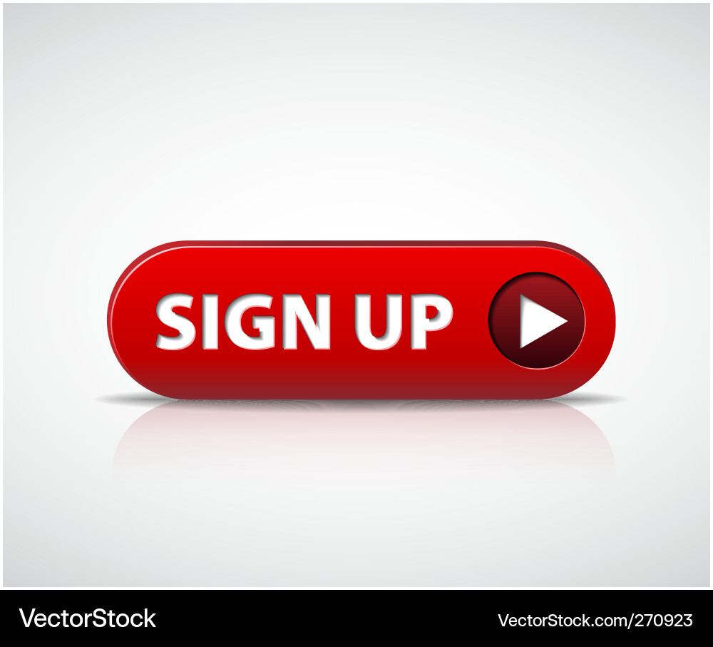 Red Sign Up Button with Shadow vector image