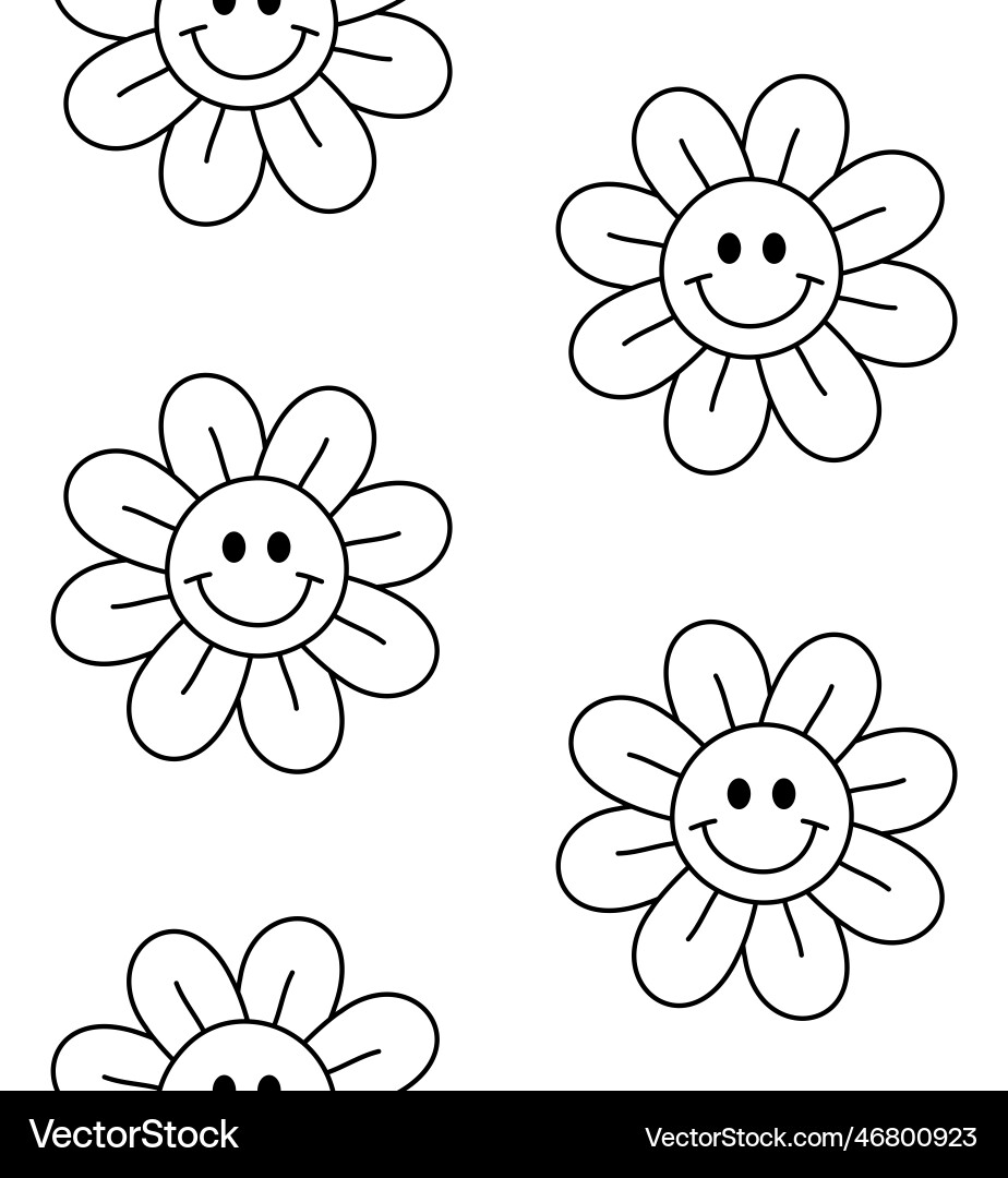 Seamless pattern of groovy flower with face Seamless pattern of groovy flower with face vector image