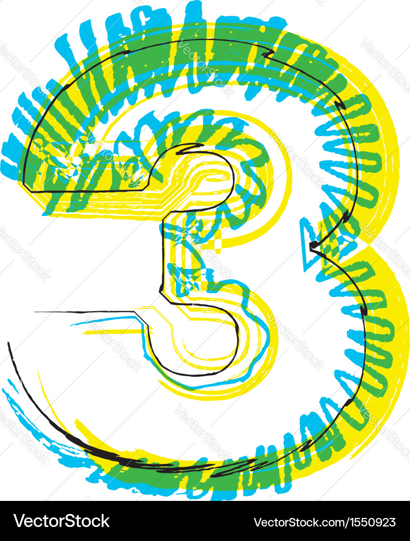 Sketch font number 3 vector image
