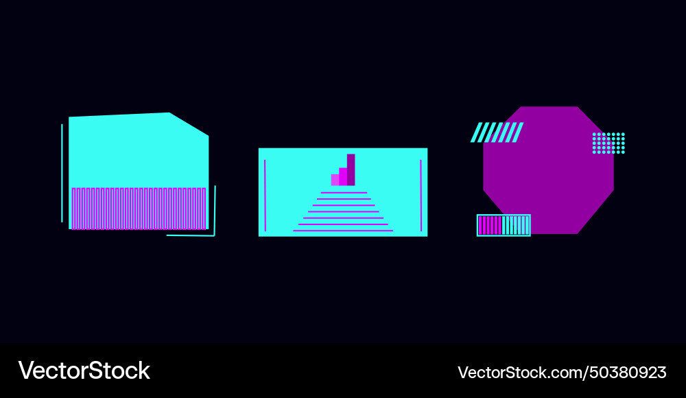 Tech template in cyberpunk style geometric shape Tech template in cyberpunk style geometric shape vector image
