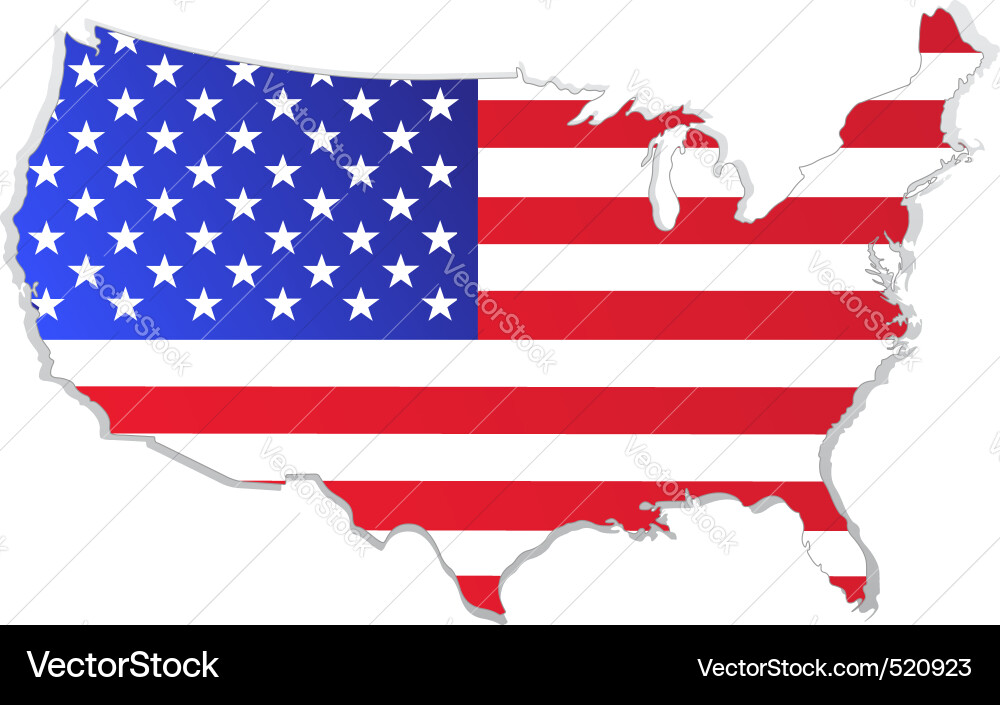 United States Map with Flag Vector Image