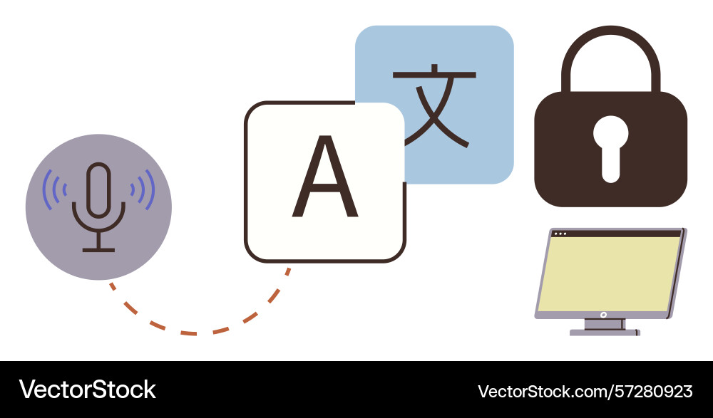 Voice translation and data security concept with Voice translation and data security concept with vector image