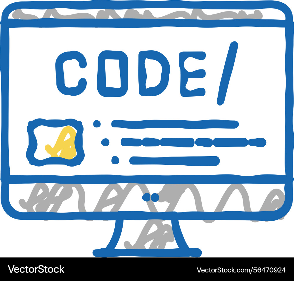 Code on computer screen icon doodle vector image