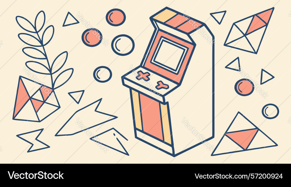 Dynamic arcade game machine design generative ai vector image