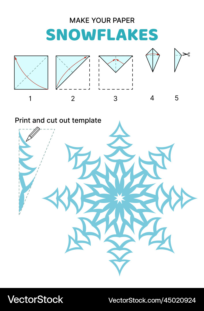Fir tree snowflake paper template how to make Vector Image