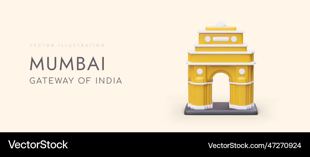 Front view of realistic 3d gateway in mumbai Vector Image