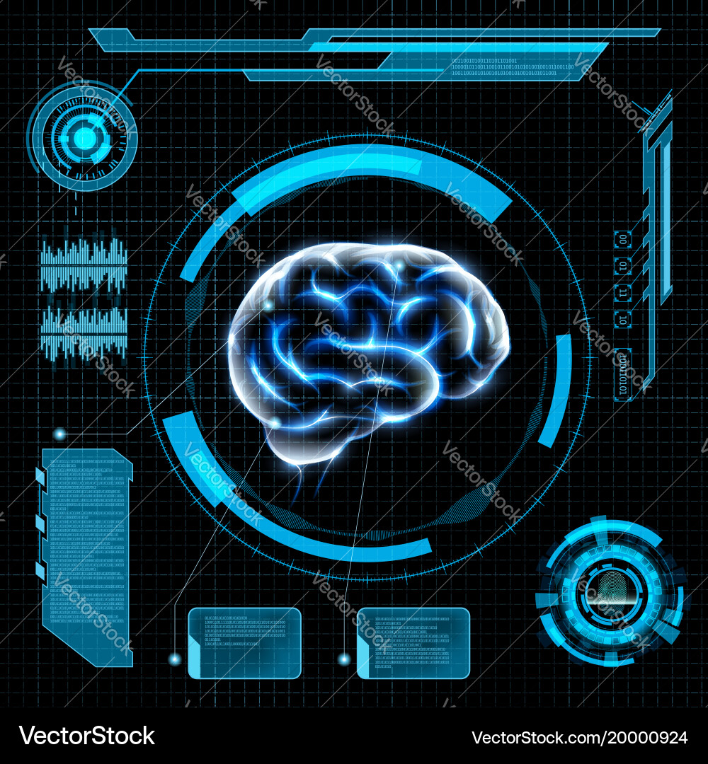 Futuristic Brain Scan Interface Vector Image