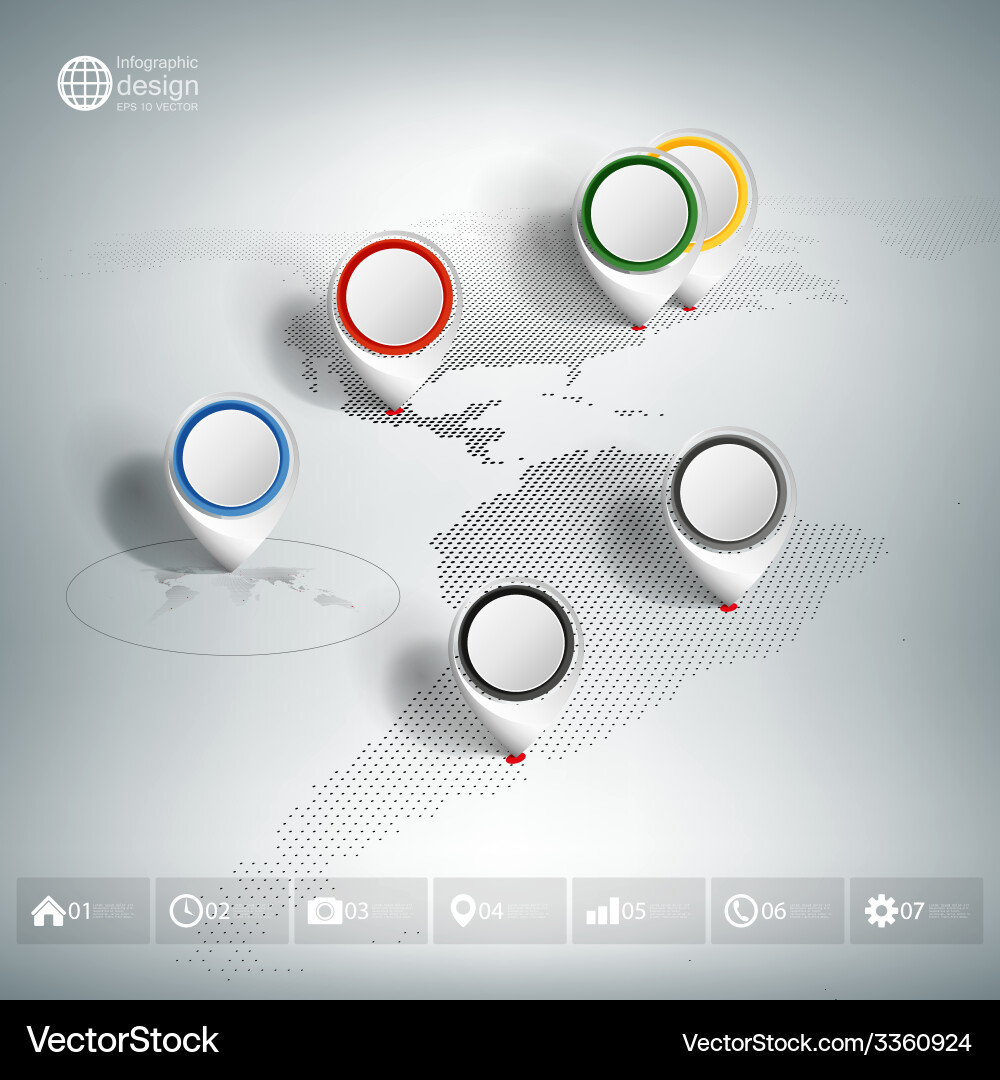 Global Map with Pointer Markers vector image