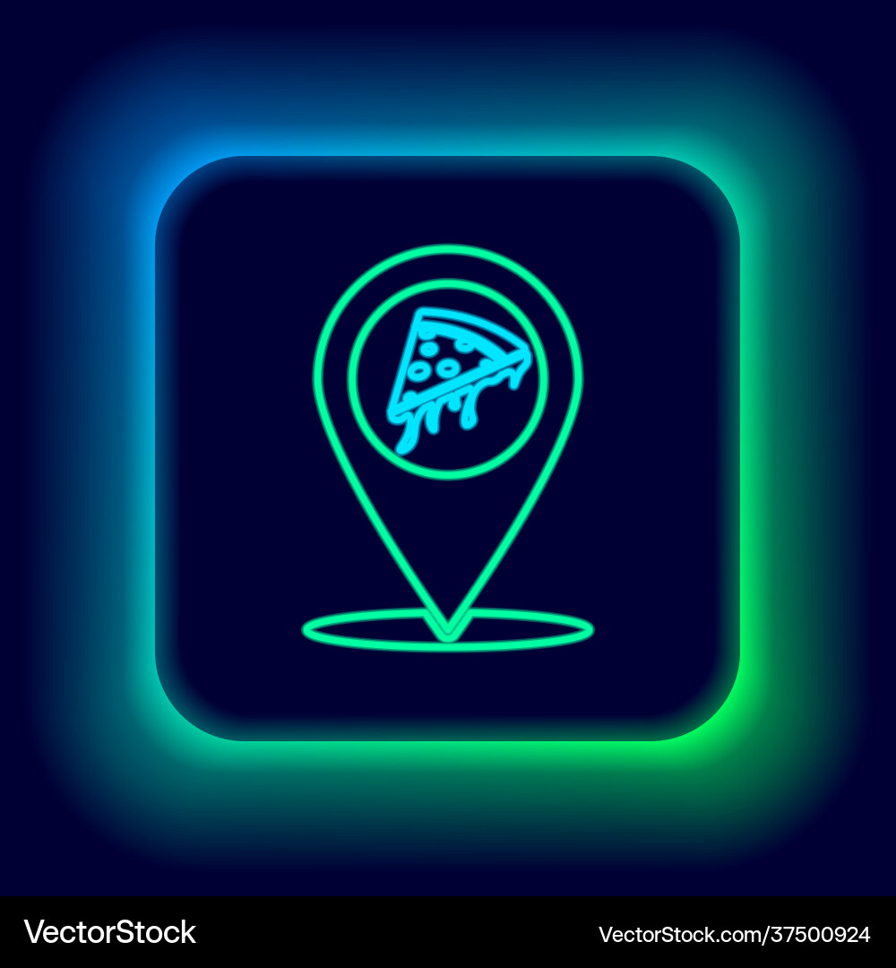 Glowing Neon Linie Kartenzeiger mit Fast Food Scheiben Glowing Neon Linie Kartenzeiger mit Fast Food Scheiben vektorbild