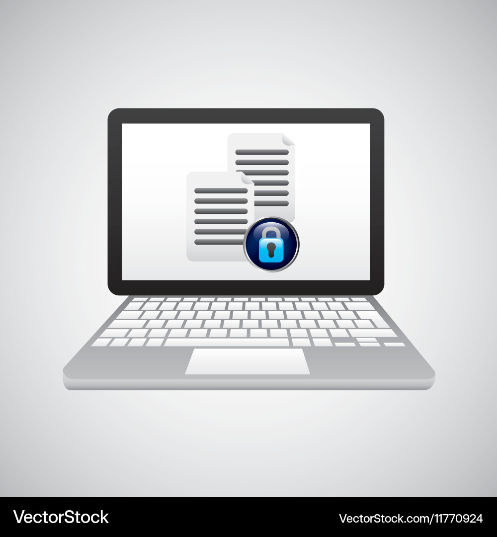 Laptop padlock file data secure Vector Image