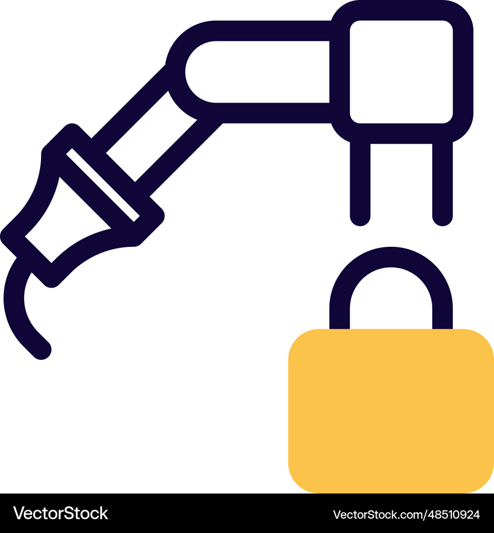 Lock system inbuilt in mechanical arm vector image