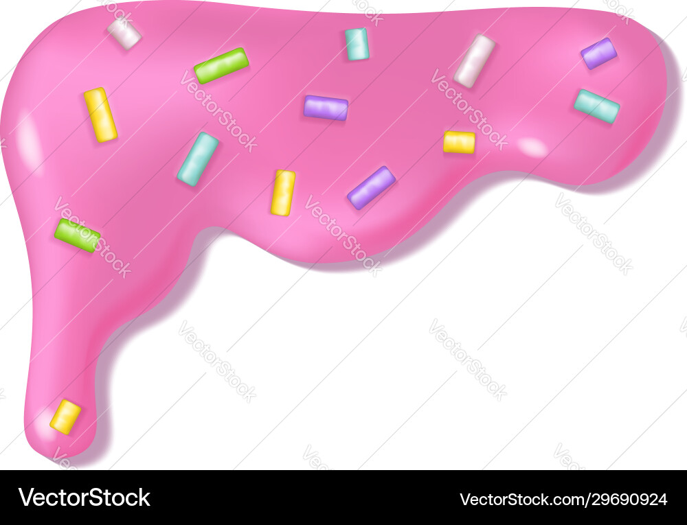 Melted pink icing drop with decorative sprinkles Melted pink icing drop with decorative sprinkles vector image