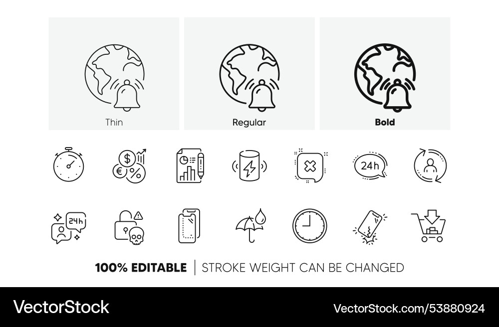 Report document timer and charge battery line Report document timer and charge battery line vector image