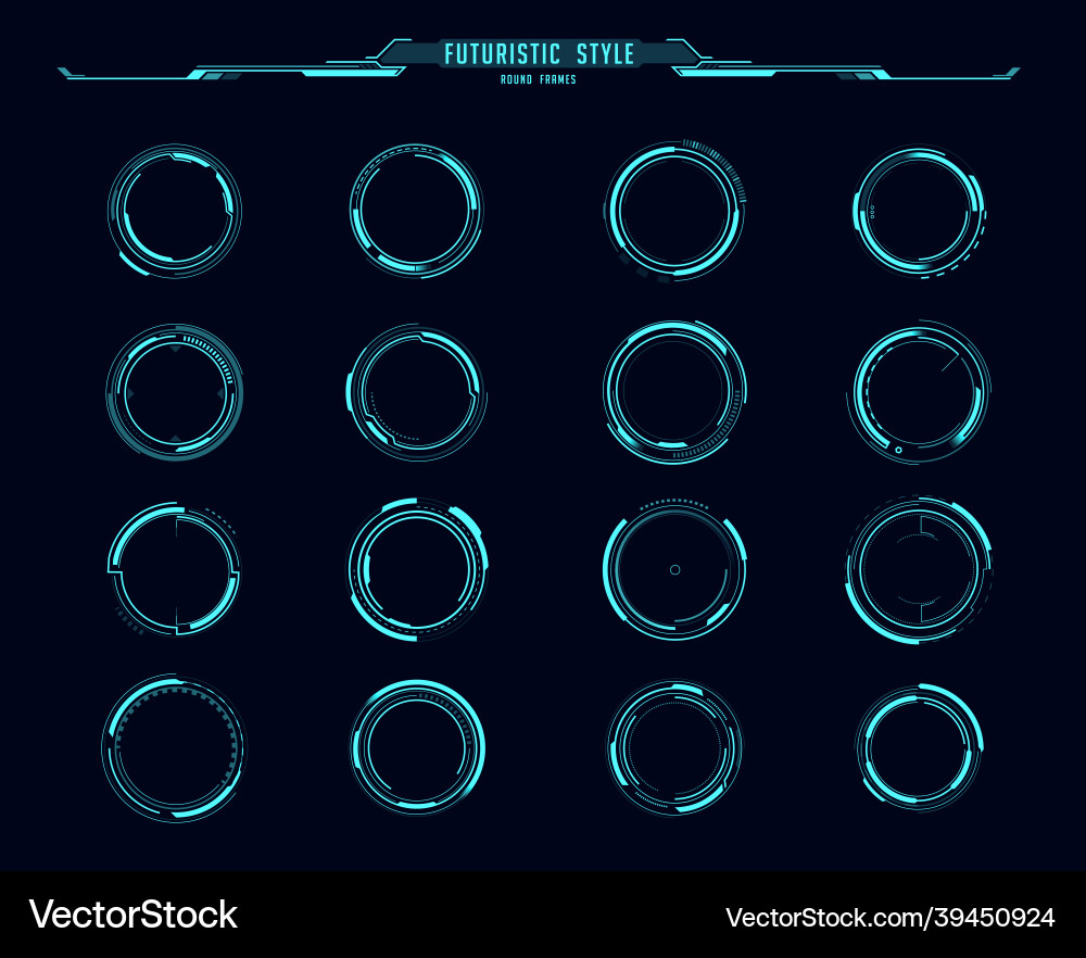 Sci-Fi HUD Interface - Round Frames vector image