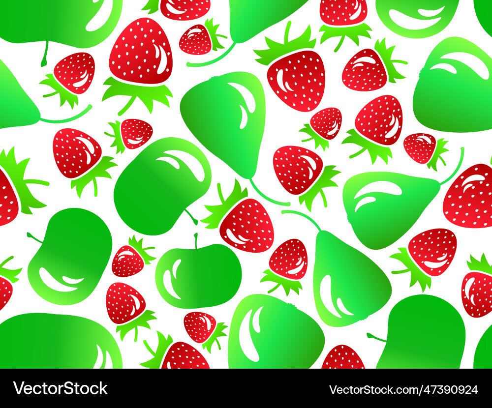 Seamless pattern with strawberry apple and pear vector image