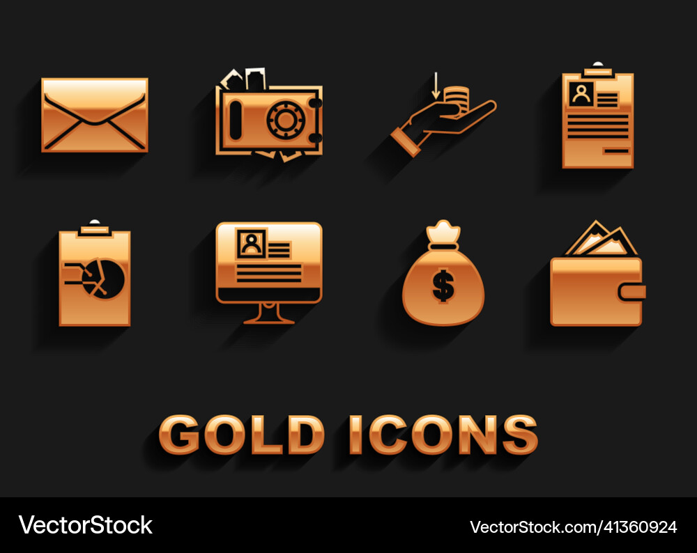 Set computer monitor with resume clipboard Vector Image