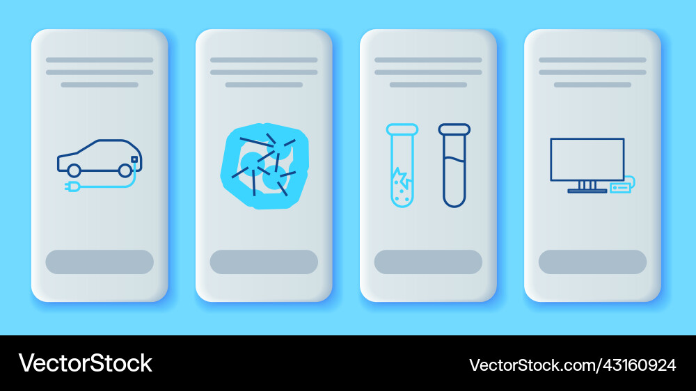 Set line neural network test tube and flask Set line neural network test tube and flask vector image