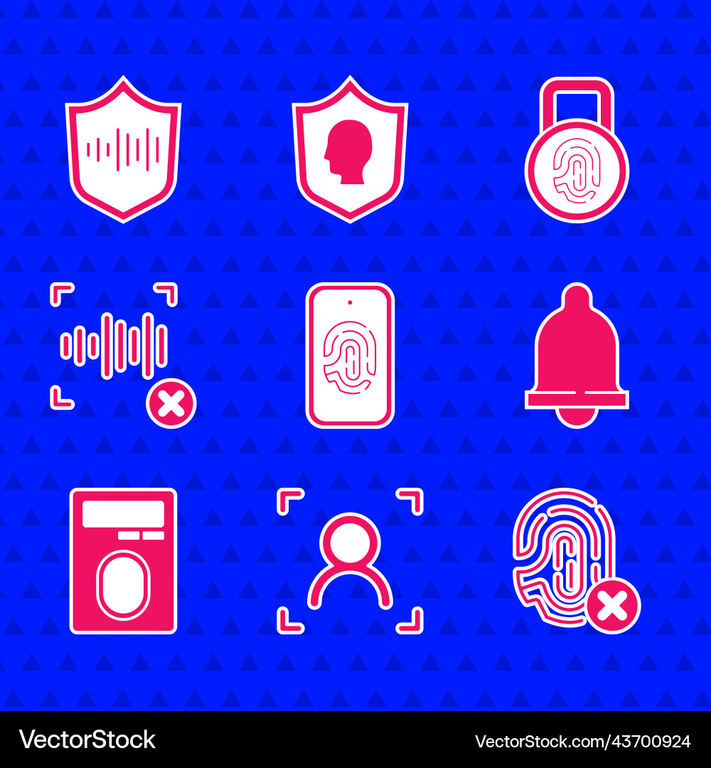 Set mobile with fingerprint scan face recognition Vector Image