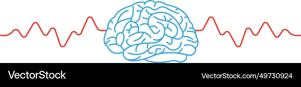 Side view brain with waves Royalty Free Vector Image