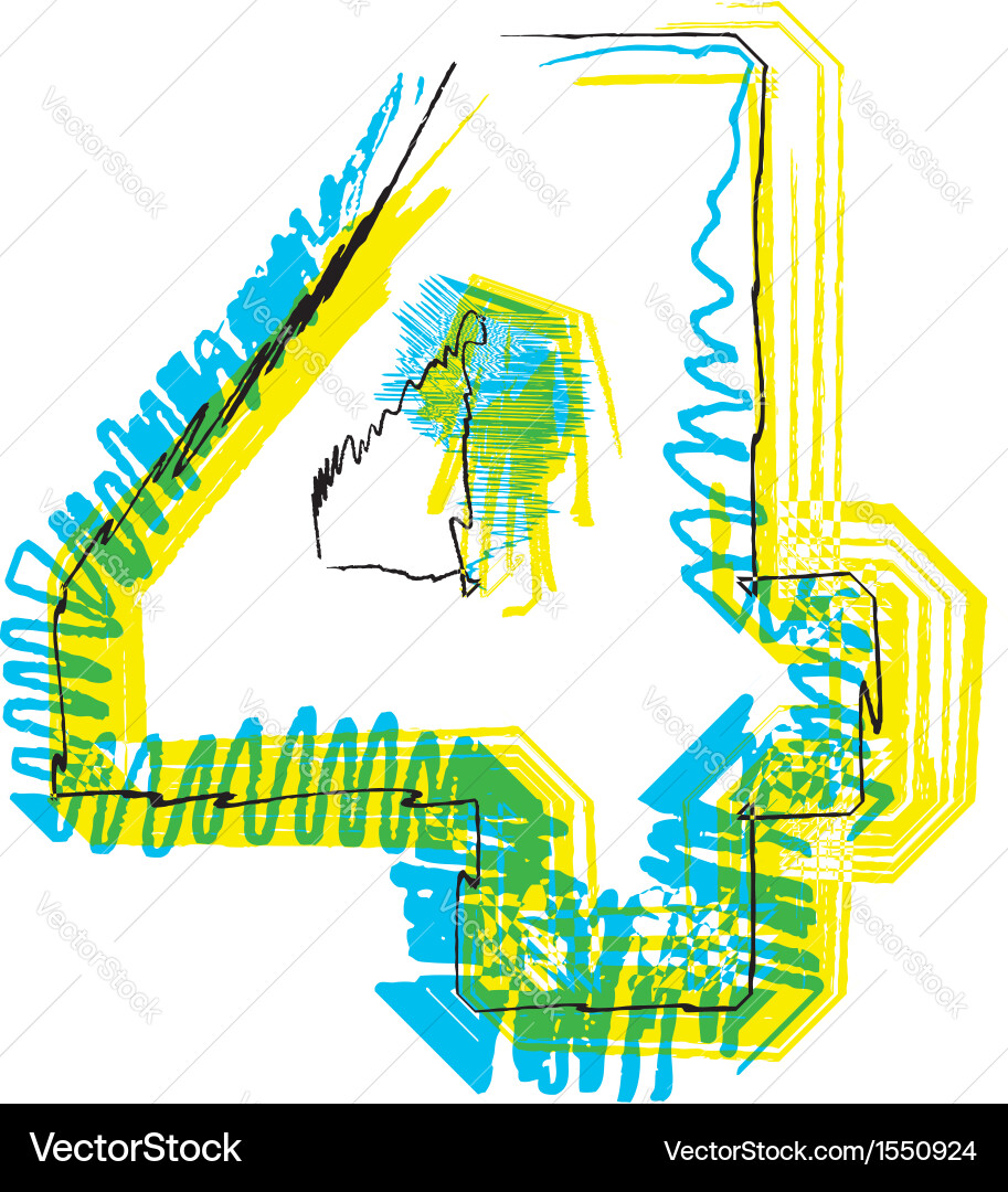 Sketch font number 4 vector image