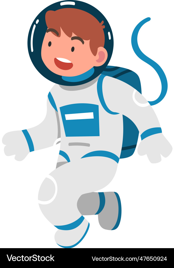 Space with boy astronaut character in spacesuit Space with boy astronaut character in spacesuit Vector Image
