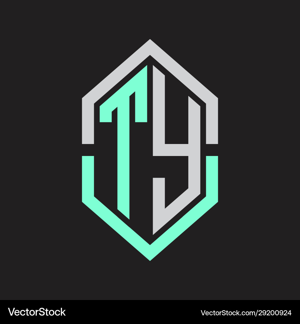 Ty Logo Monogramm mit Sechskantform und Umriss Ty Logo Monogramm mit Sechskantform und Umriss vektorbild