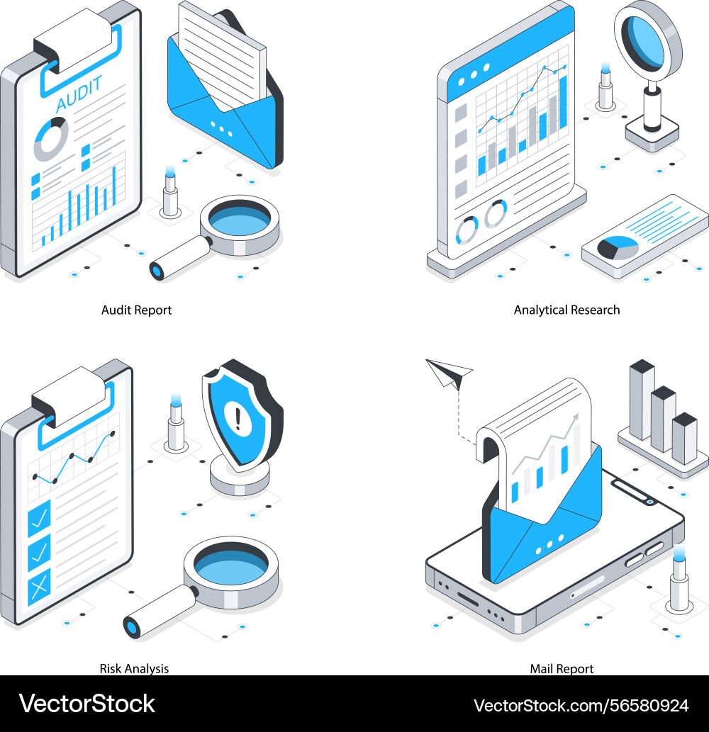Web analytics isometric set 11 Vector Image