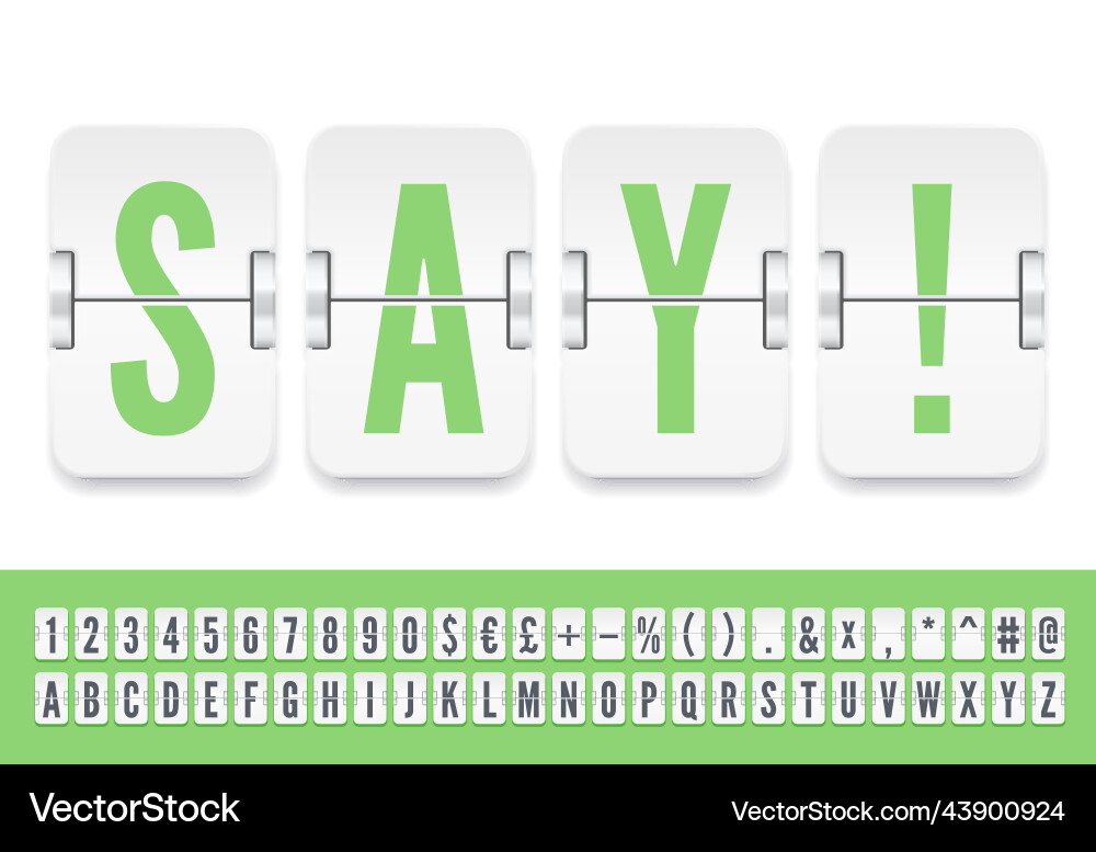 White scoreboard alphabet regular font for flight Vector Image