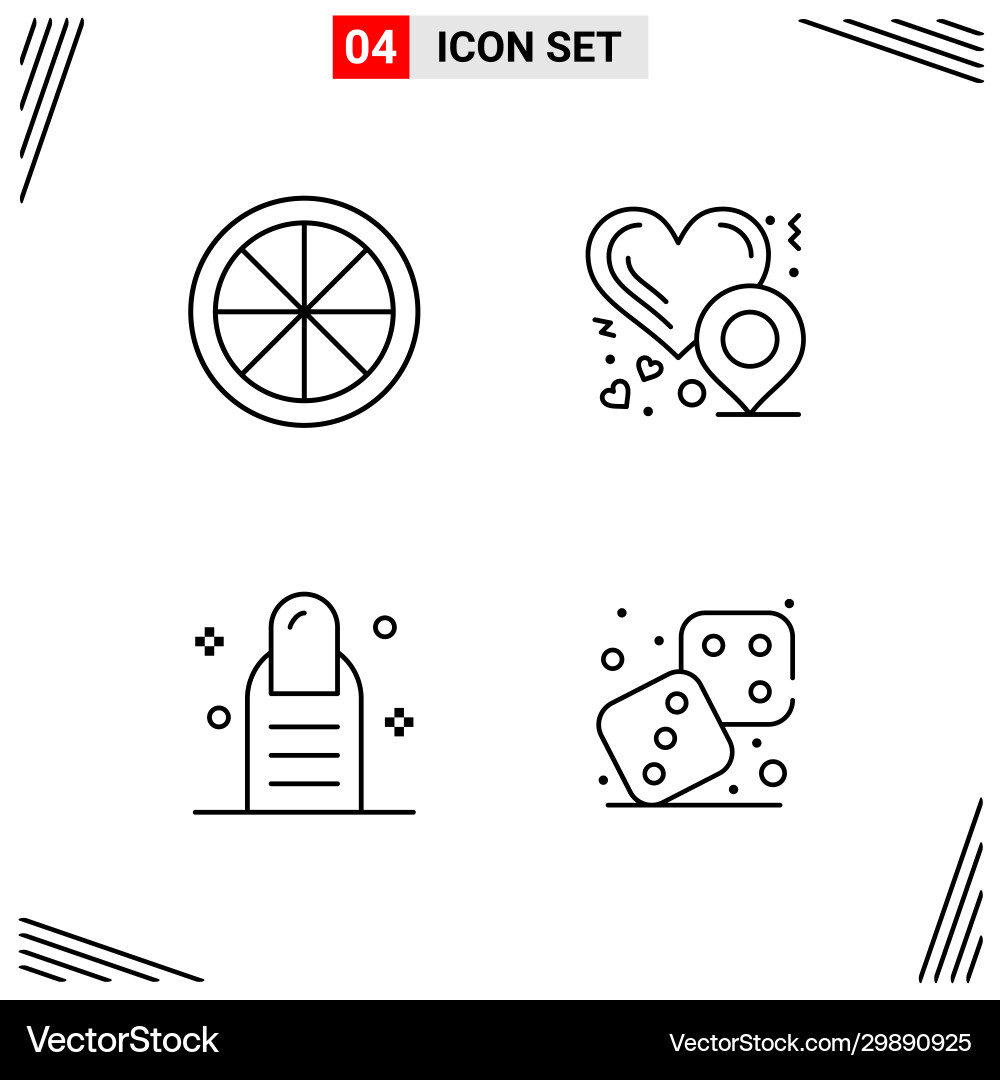 4 icons line style grid based creative outline Vector Image