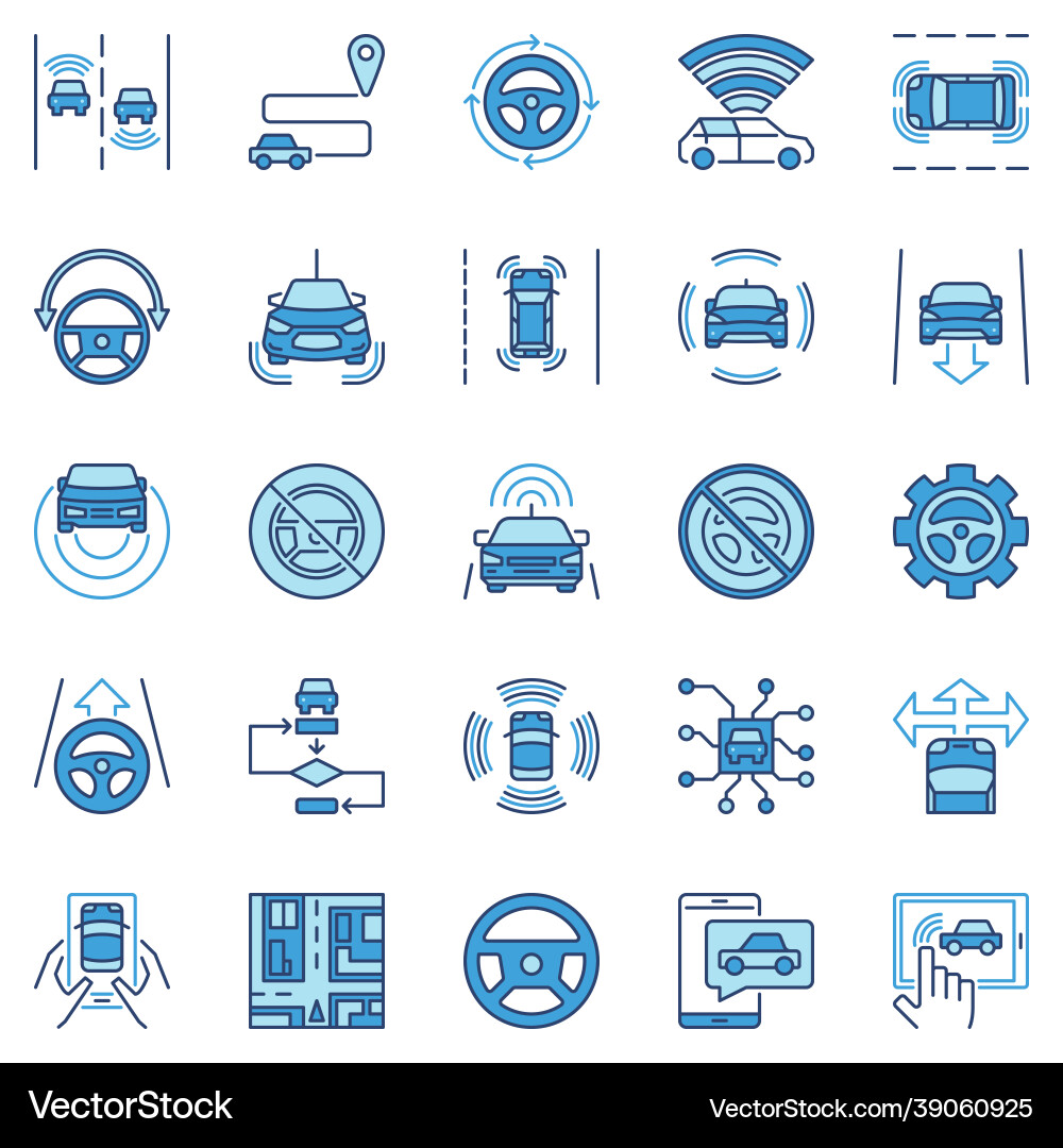Autonomes Fahrzeug av farbige Icons - Auto Autonomes Fahrzeug av farbige Icons - Auto vektorbild