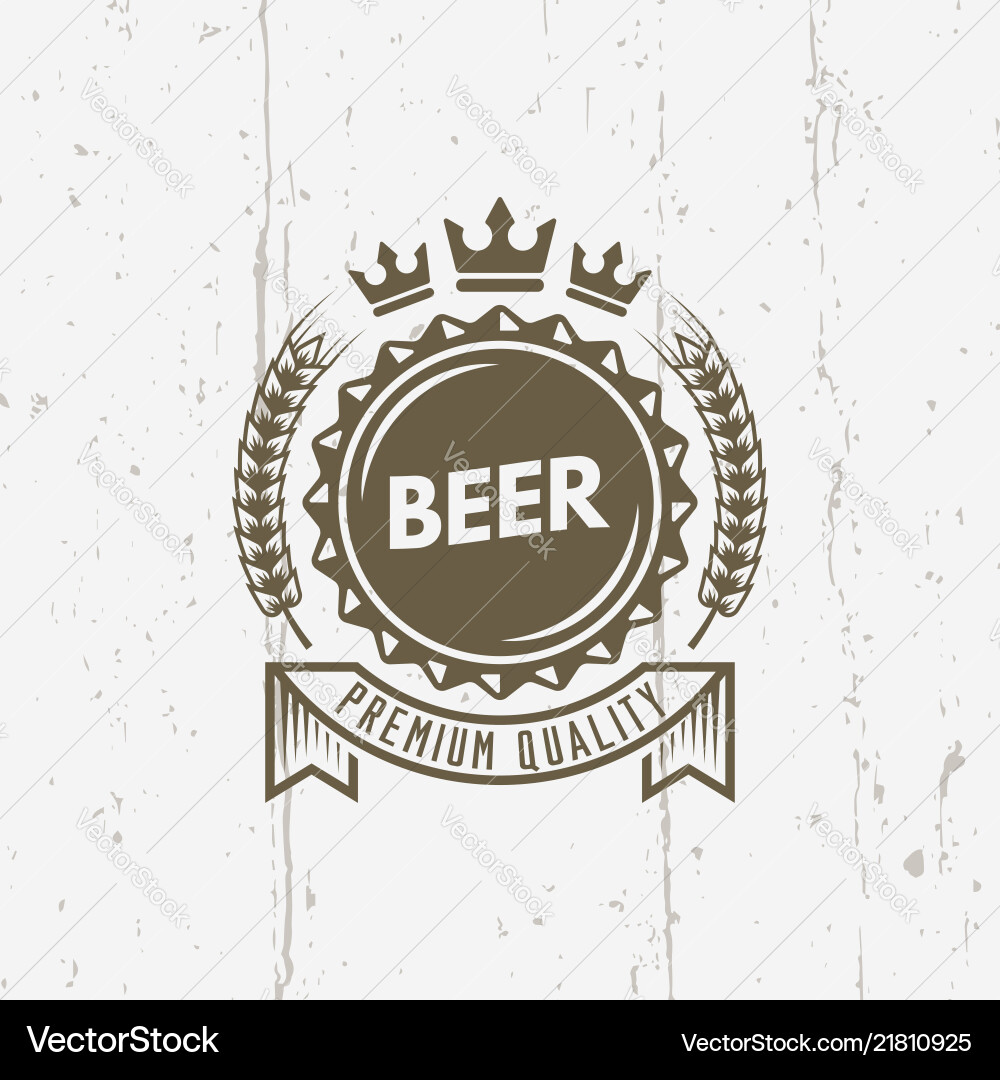 Beer cap isolated vintage label with ribbon Beer cap isolated vintage label with ribbon vector image