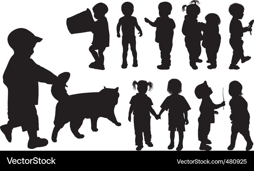 Child Silhouettes Vector Image