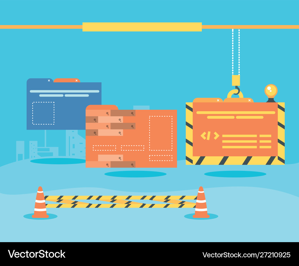 Data folder with webpage under construction vector image