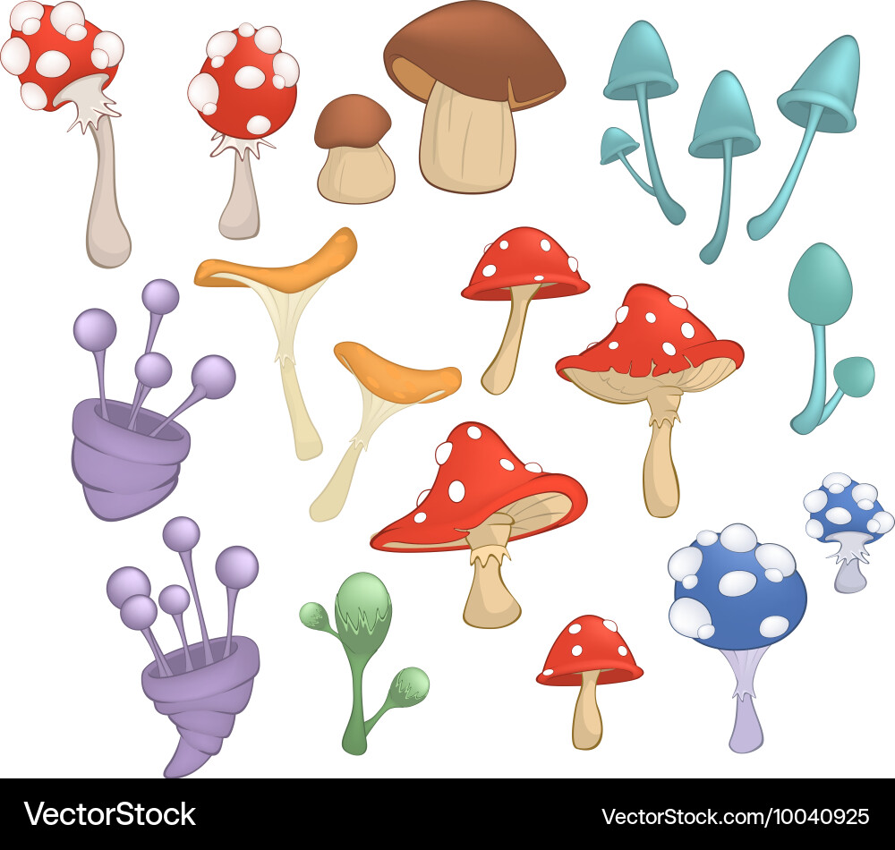 Different mushrooms for computer game Vector Image