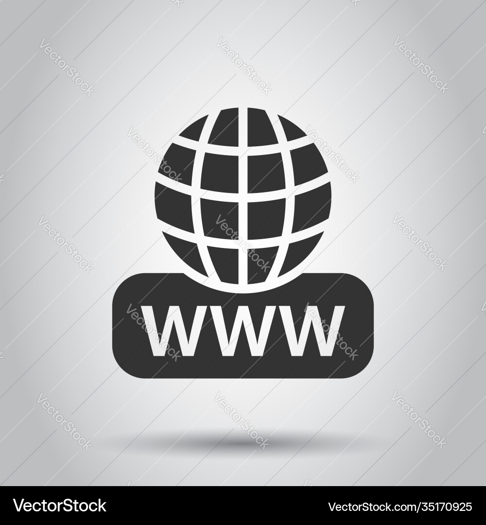 Global search icon in flat style website address vector image