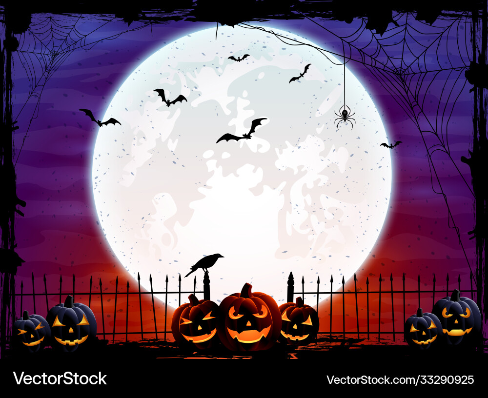 Halloween background with moon in sky – Royalty-Free Vector | VectorStock, image size:1000x816