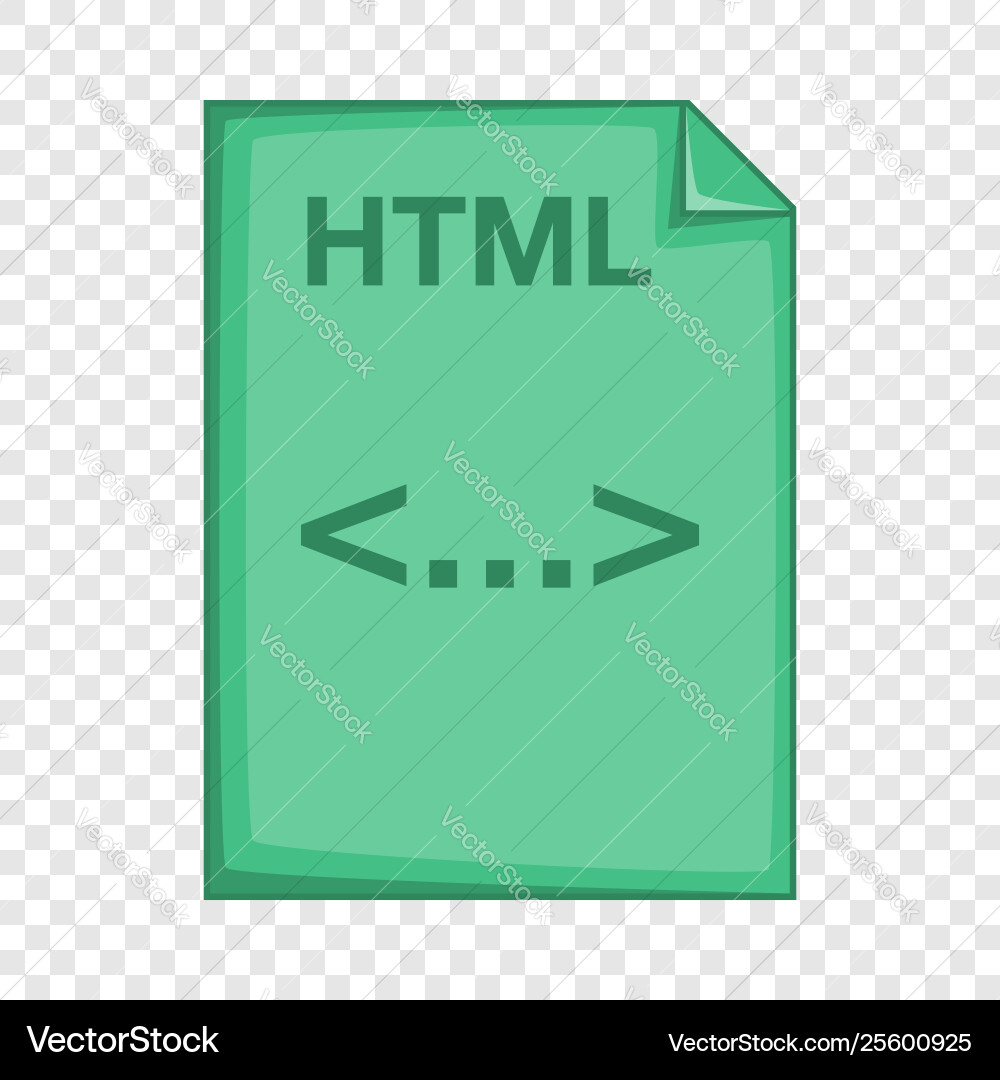 Html file icon cartoon style Html file icon cartoon style Vector Image