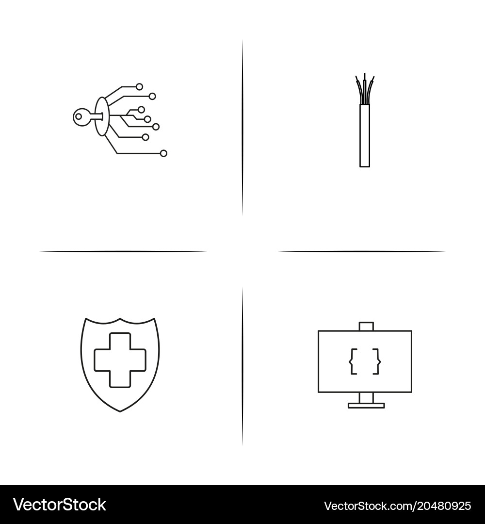 Internet security simple linear icons set vector image