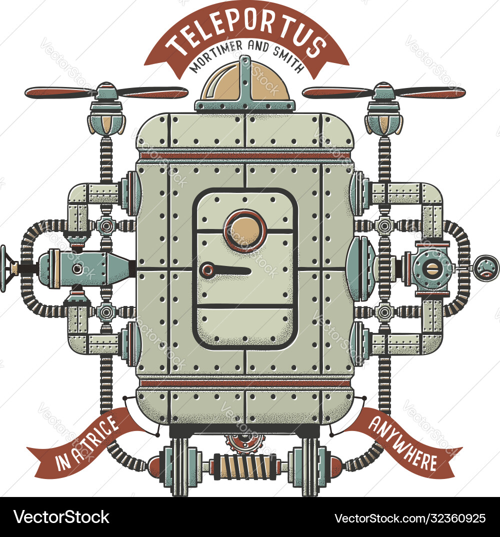 Intricate Steampunk Teleportation Device vector image