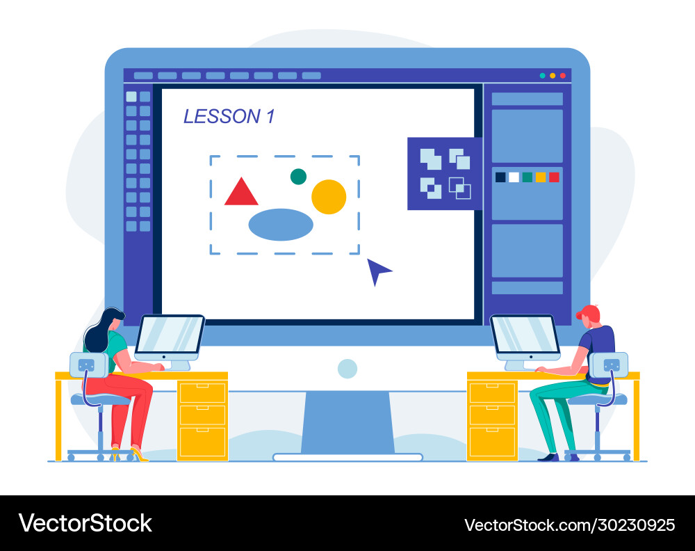 Lesson 1: Computer Training vector image