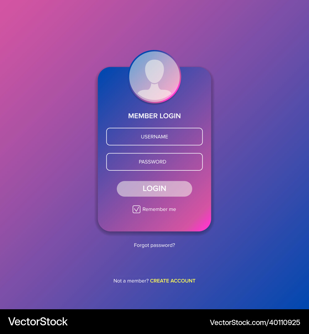 Login form web page design template or mock up Login form web page design template or mock up vector image