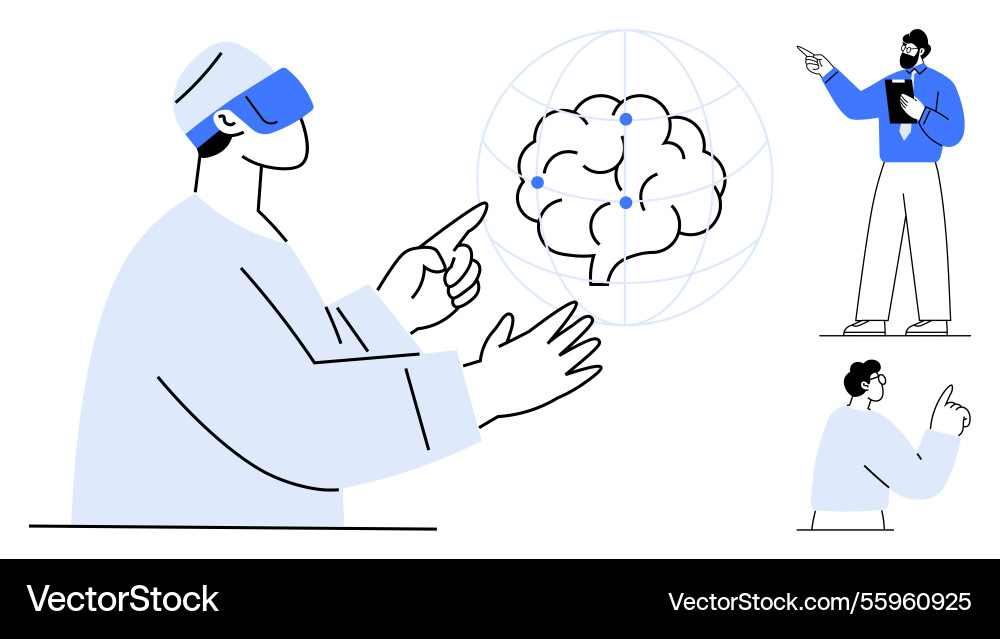Man engaged in virtual reality interaction Man engaged in virtual reality interaction vector image