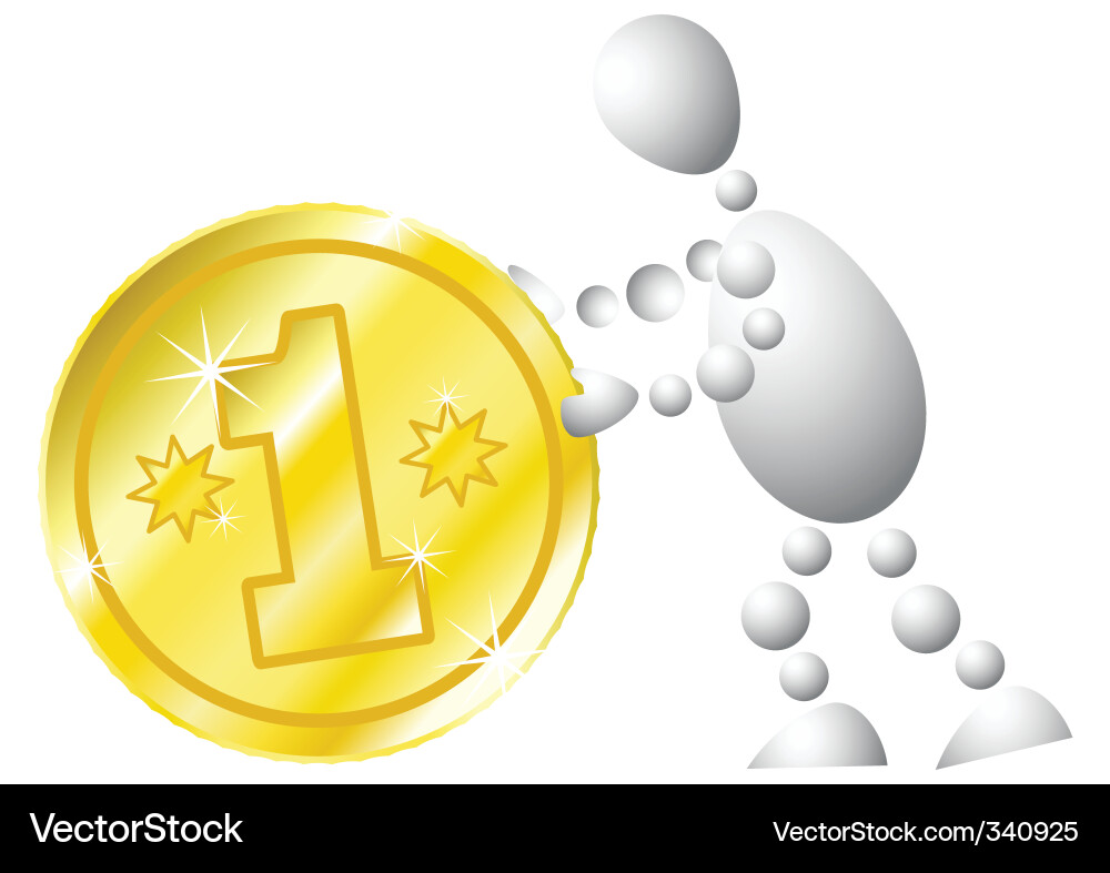 Man with golden coin Vector Image