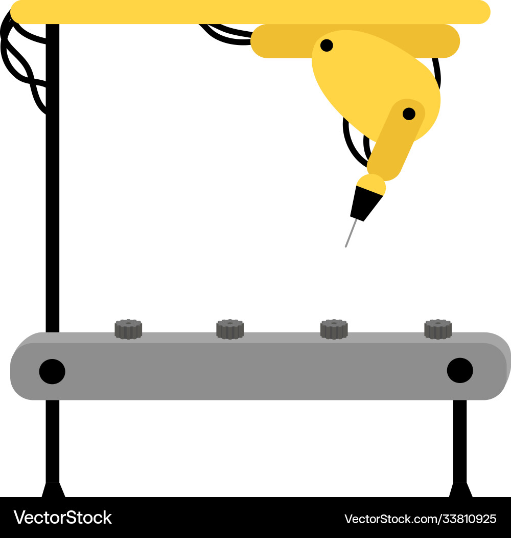 Mechanical machine arm working with producing vector image