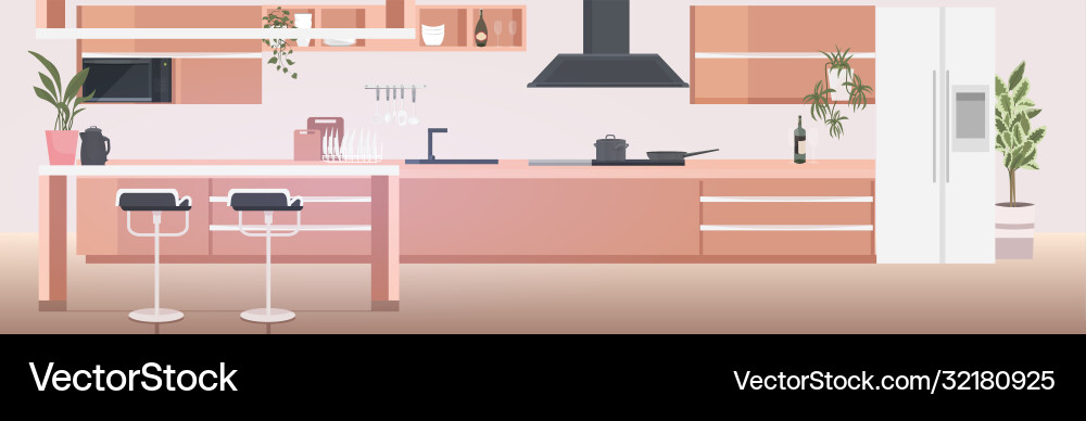 Modern kitchen interior empty no people house room Modern kitchen interior empty no people house room vector image