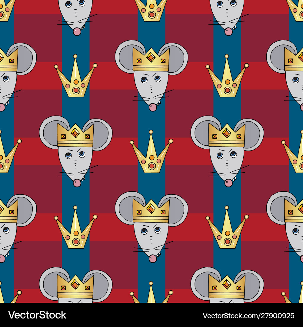 Rat king character seamless pattern mouse Vector Image