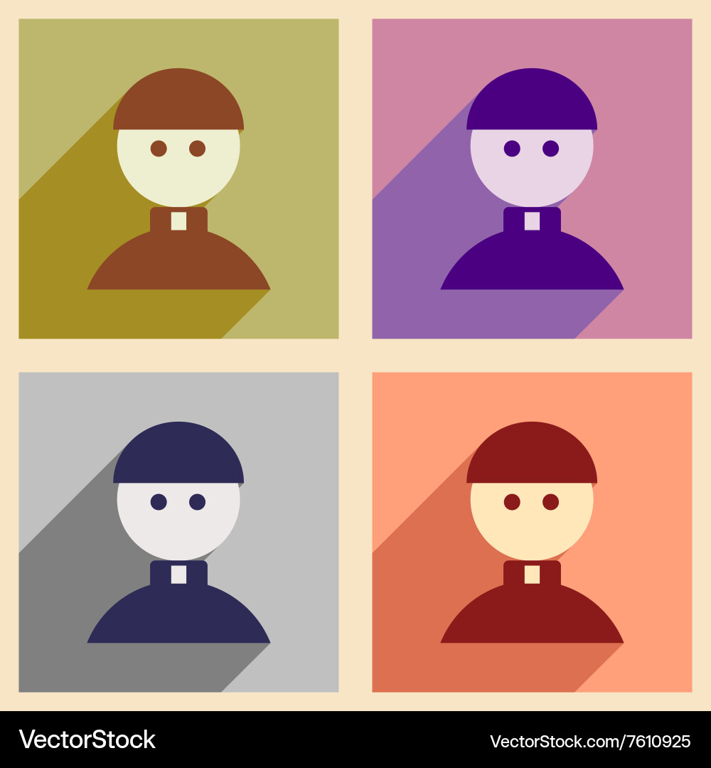 Set of flat web icons with long shadow priest vector image